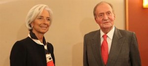 Christine Lagarde (FMI) junto al rey Juan Carlos en el Global Forum Spain