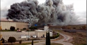 Incendio en la fábrica de Campofrío de Burgos