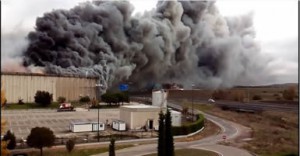 Incendio en la fábrica de Campofrío de Burgos