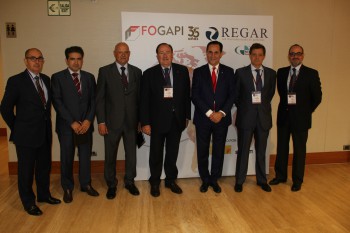 José Rolando Álvarez (3d), Pablo Pombo (Red Iberoamericana de Garantías), Jaime de Rábago (SGR-Cesgar), Juan Luis Ferrnández.-Rubíes (Avalmadrid), Pedro Pisonero (Iberaval), Felipe Rojas y José Ramón de Jesús (SGR Soft).