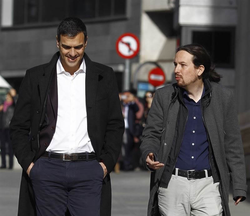 Pedro Sánchez (PSOE) y Pablo Iglesias (Podemos)