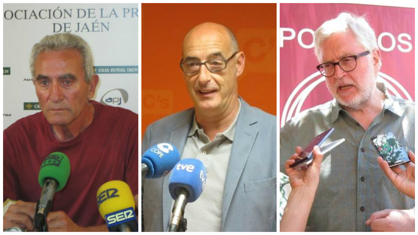 El líder sindicalista Diego Cañamero (izqda), el cómico Félix Álvarez 'Felisuco' (centro), y el histórico profesor Manuel Monereo (dcha)