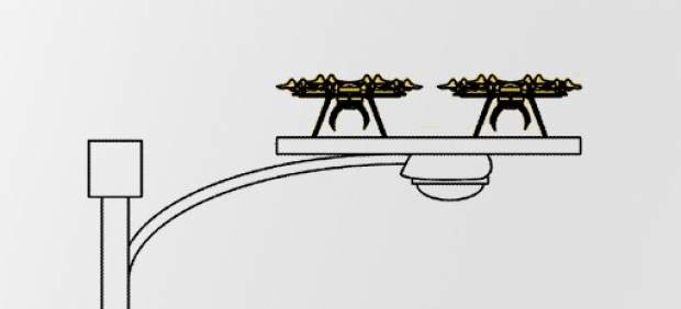 Patente de Amazon para aparcar drones en farolas