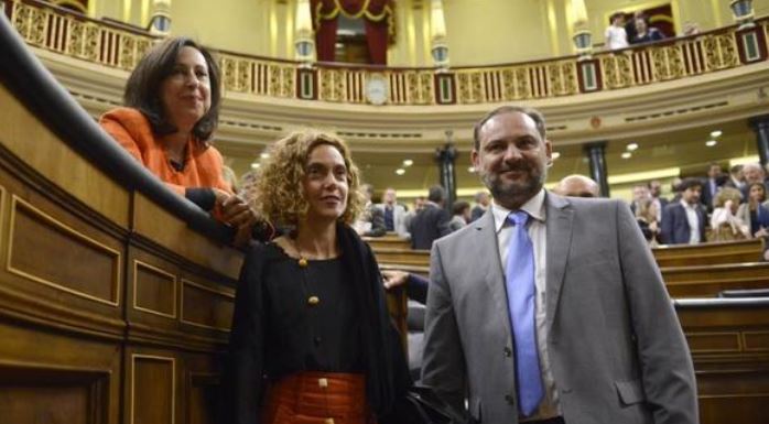 Margarita Robles, Meritxell Batet y José Luis Ábalos, en el Congreso.