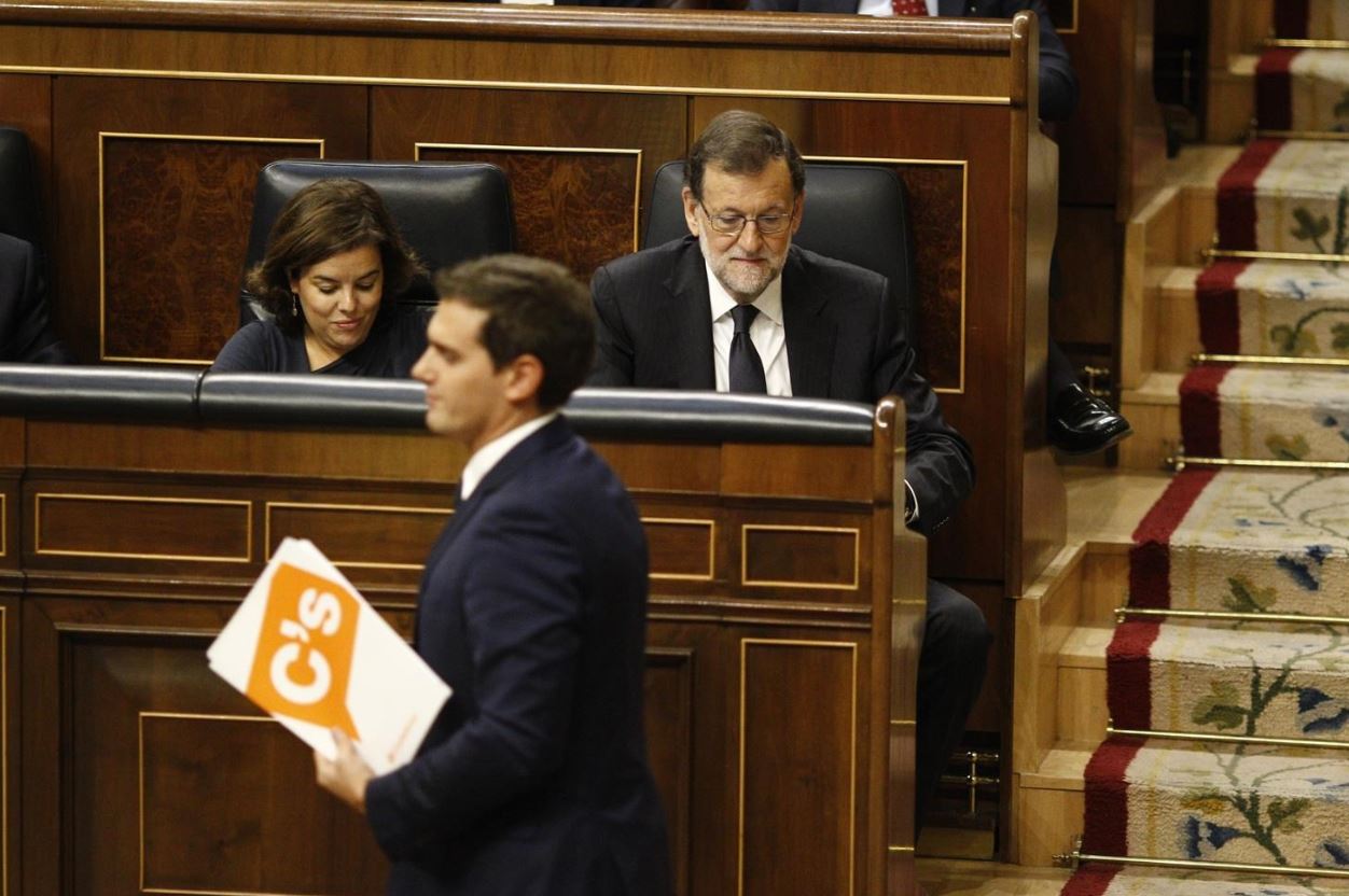 Albert Rivera, Soraya Sáenz de Santamaría y Mariano Rajoy