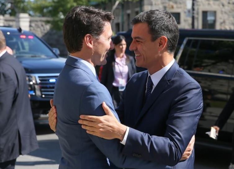 Pedro Sánchez y Justin Trudeau, presidente de Canadá