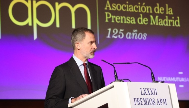 Felipe VI en la entrega de los Premios APM de Periodismo