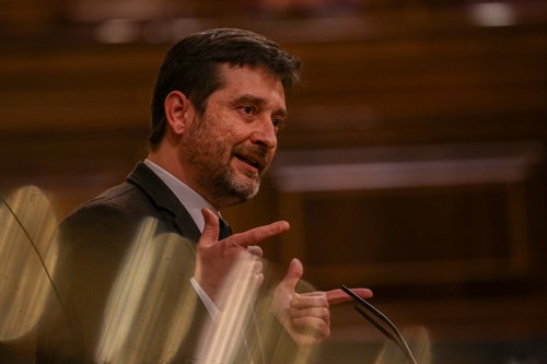 El portavoz de Podemos, Rafa Mayoral