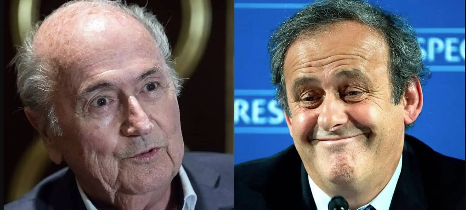 El ex presidente de la FIFA Joseph Blatter y el ex presidente de la UEFA Michel Platini. - DPA