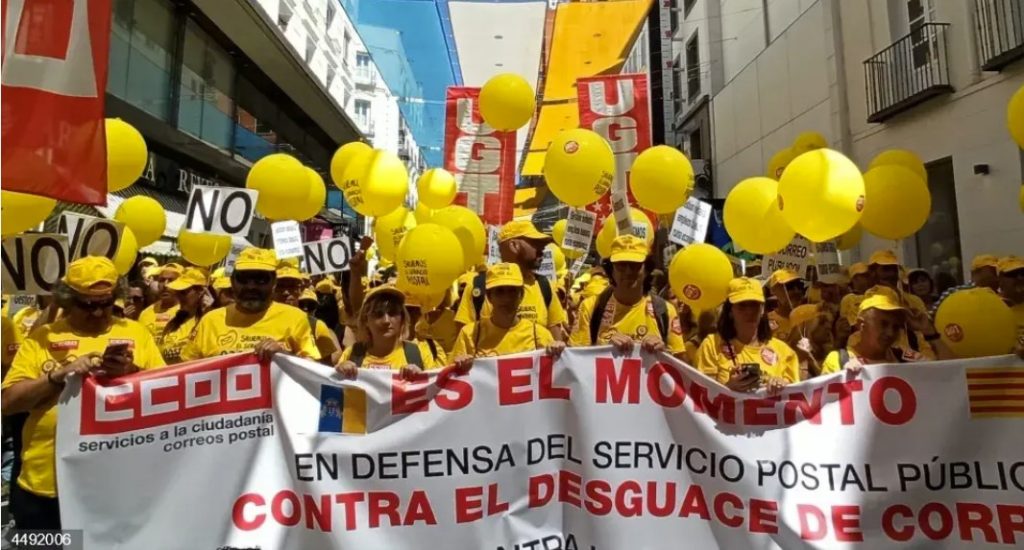 Manifestantes de Correos durante las protestas